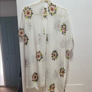 Floral Embroidered Sheer Kimono